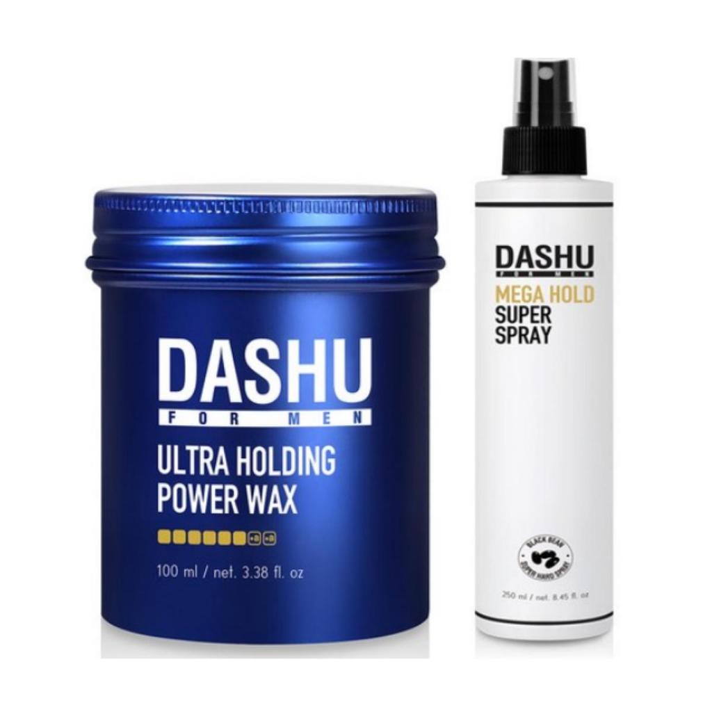 Dashu For Men Premium Ultra Holding Power Hair Wax 100ml + Dashu For Men Premium Mega Hold Super Spray 250ml, 1 set