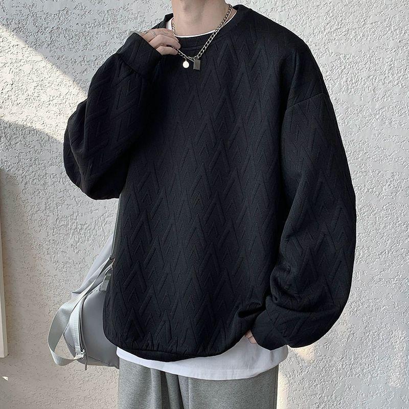 Vit Barock Tung Sweatshirt Herr Premium Vår och Höst Bas Tröja Oversize