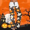 Women's Drawstring Elastic Waistband Wide Leg Color Matching Halloween Printed Casual Pants