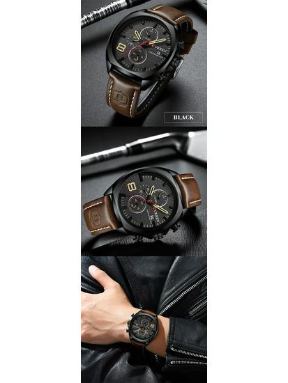 CURREN 8324 Runde Wasserdichte Lederarmband Sechszeiger Multifunktionskalenderuhr
