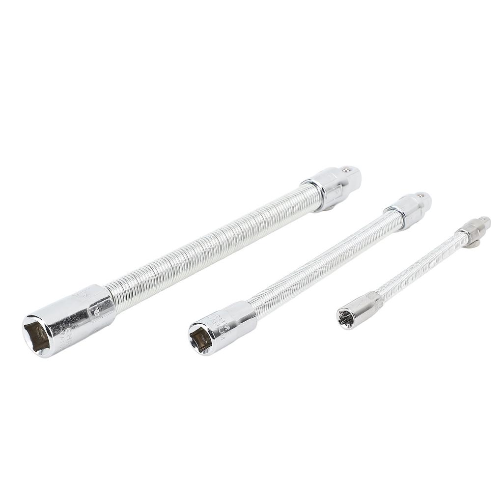 3pcs Flexible Extension Bar Shaft Set Stainless Steel Bendable Flexible Socket Extension Bar for Repairing Tool