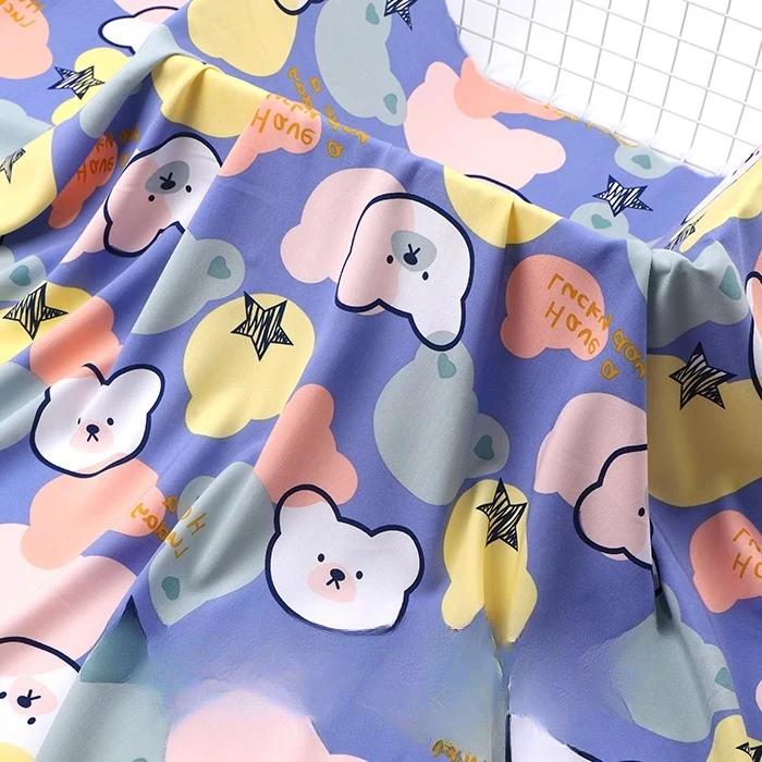 Wide 143cm Summer Cotton Fabric for DIY Sewing Children's Pajamas Clothes Cheongsam Super Soft Floral Cartoon Fabric
