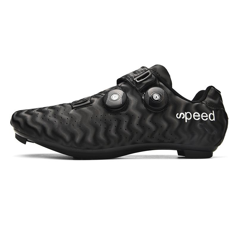 3368 Scarpe da Ciclismo Uomo Donna Serratura per Bicicletta Fondo in Gomma Senza Tacchette Mountain Bike Strada Bassa Tomaia Rigida Bottone Rotante Duro