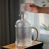 Hammered Glass Water Pitcher with Rope Handle – Heat Resistant, Large Capacity Cold Water Jug Water Botter