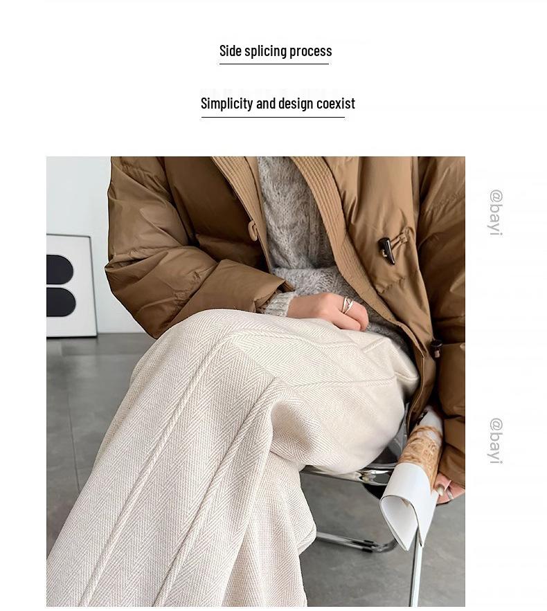 Women's Plus Size Velvet Herringbone Wool Wide-Leg Pants for Autumn/Winter