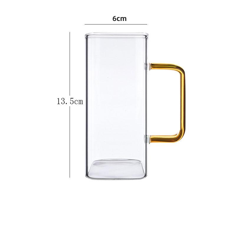 

375 мл Прямоугольный прозрачный стеклянный стакан с золотой ручкой Подарки для мамы на День матери Высококлассный стакан для ежедневного питья 1pcs