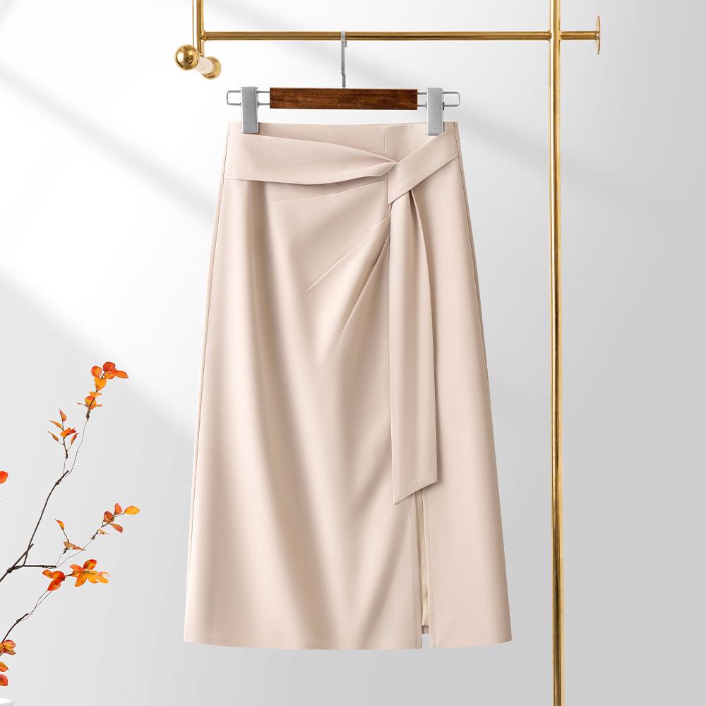 2025 Asymmetrical High-Waisted Slit Midi Skirt for Women - Spring/Summer Trendy Option