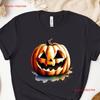 Scary Pumpkin Halloween T Shirt Funny Horror Movie Costume Vintage Slightly Stretched Homme Designer Clothes Breathable