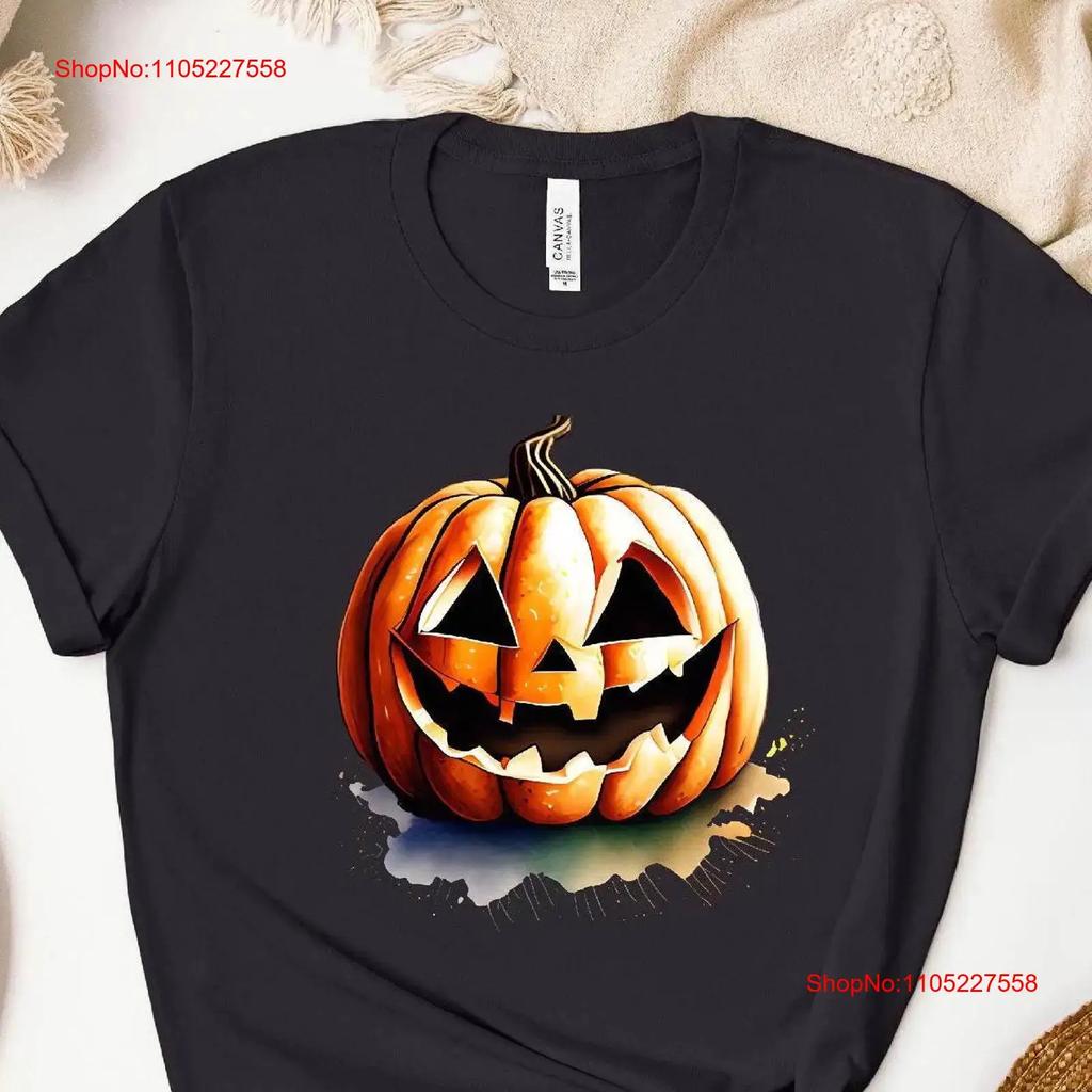 Scary Pumpkin Halloween T Shirt Funny Horror Movie Costume Vintage Slightly Stretched Homme Designer Clothes Breathable