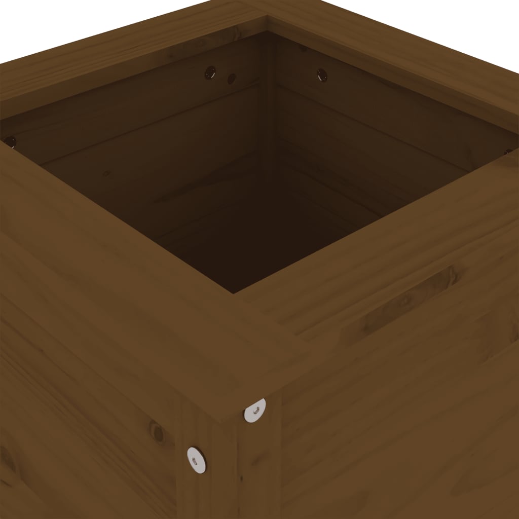 Plant Pot Honey Brown 40 X 40 X 78 Cm Solid Pine Wood