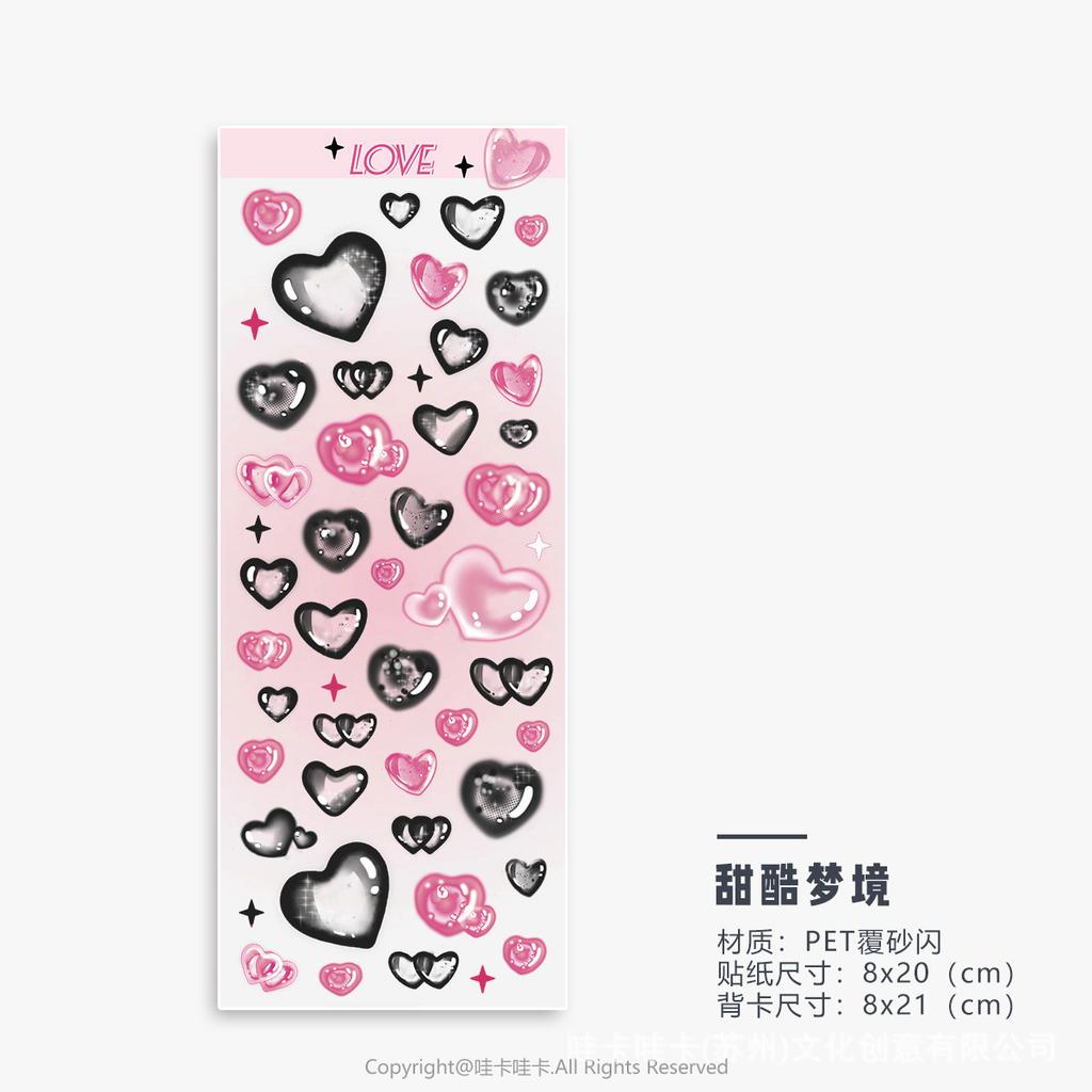 Stars Decal Stickers Scrapbooking Stationery Hearts Stickers PET Bubble Deco Sticker DIY Journal Planner