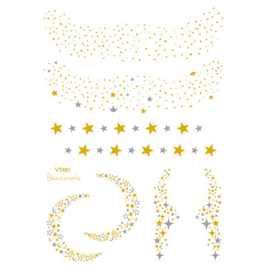 2Pcs Waterproof Shiny Metallic Gold Glitter Tattoo Sticker Temporary Body Art