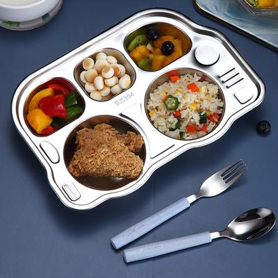 Ttu Ttu Bang Bang Bus 5-slot Stainless Steel Baby Plate Children's Plate