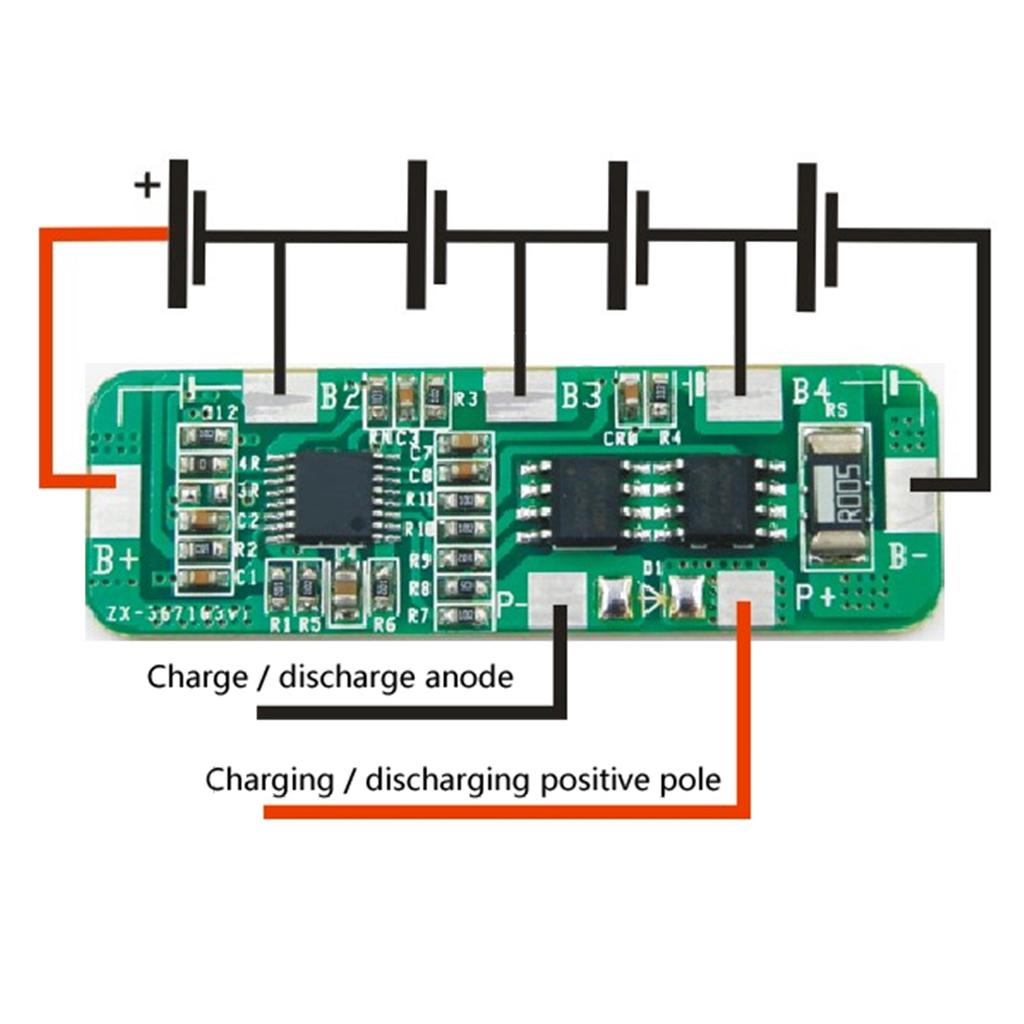 4A-5A PCB BMS Protection Board for 4 Packs 18650 Li-ion lithium Battery Cell 4S