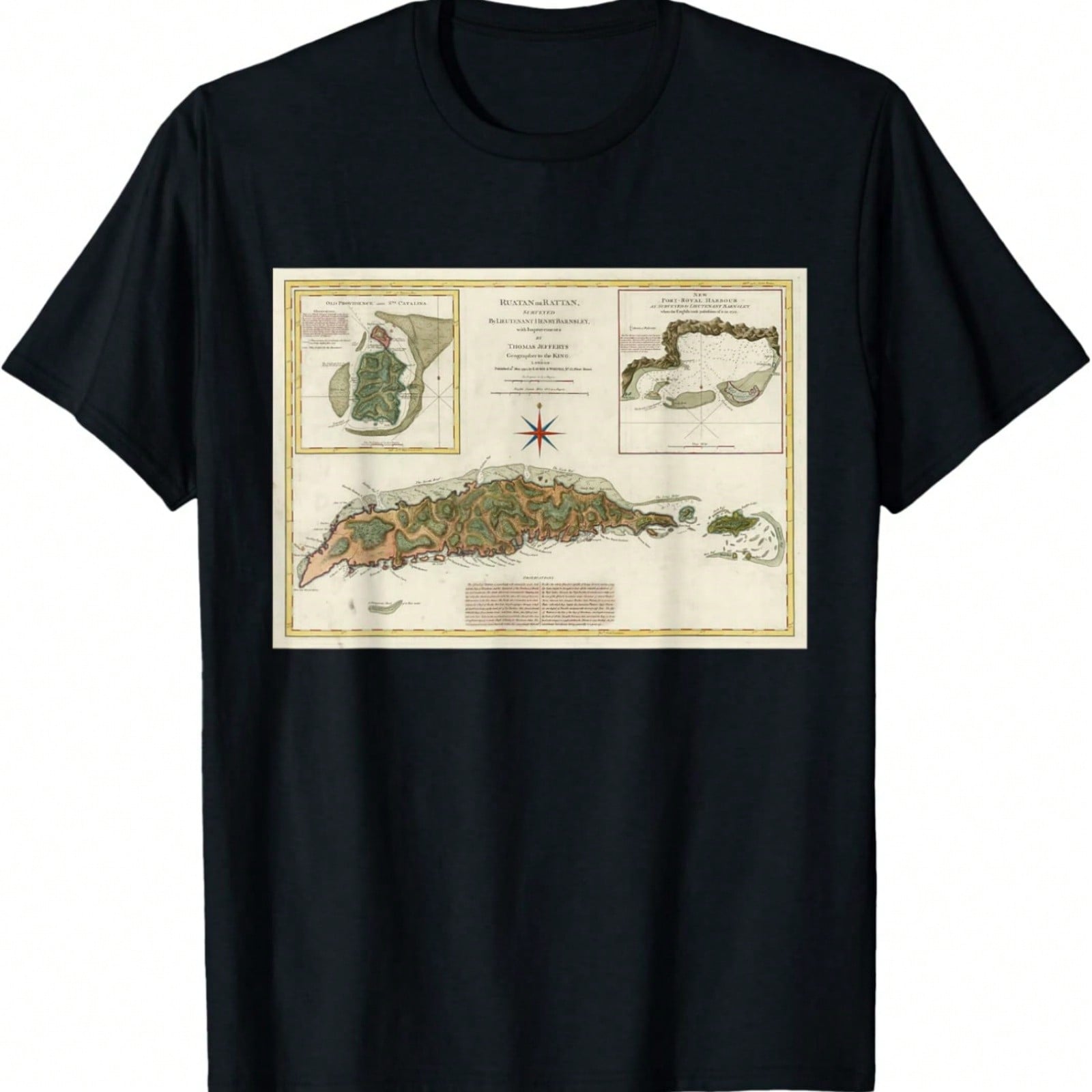 Roatan Honduras Vintage Map T-Shirt S разноцветный