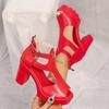 Large Size Buckle with Thick Heel Fish Mouth Sandals Women's Shoes Summer New Waterproof Table Hollow Open-toed High Heels