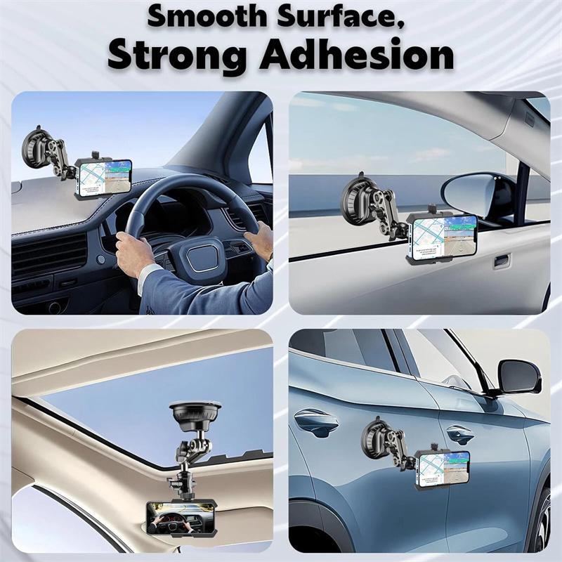 Cell Phone Mount 360° Rotation Car Phone Mount Strong Suction Cell Phone Holder Adjustable For Dashboard Windshield Vent