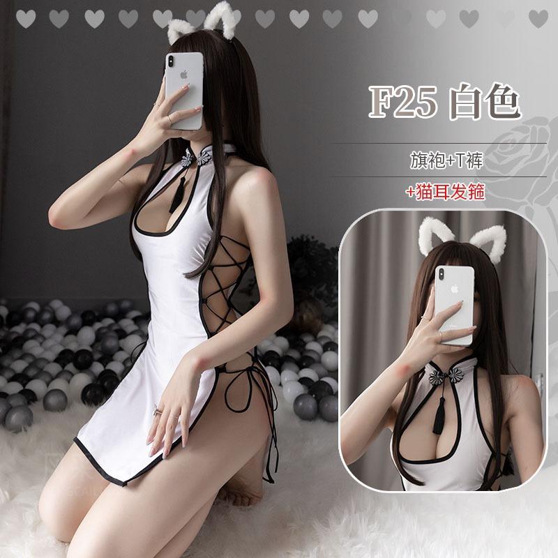 Style Bell Sex Underwear Vintage Cheongsam Wind High Split Women's Sexy Spicy Uniform Temptation Suit