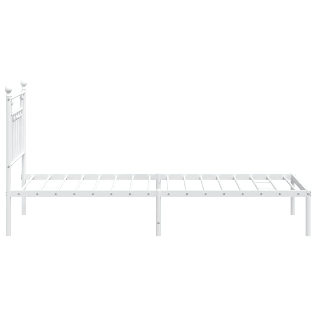 Vidaxl Metal Bed Frame with Headboard, White, 80X200 Cm