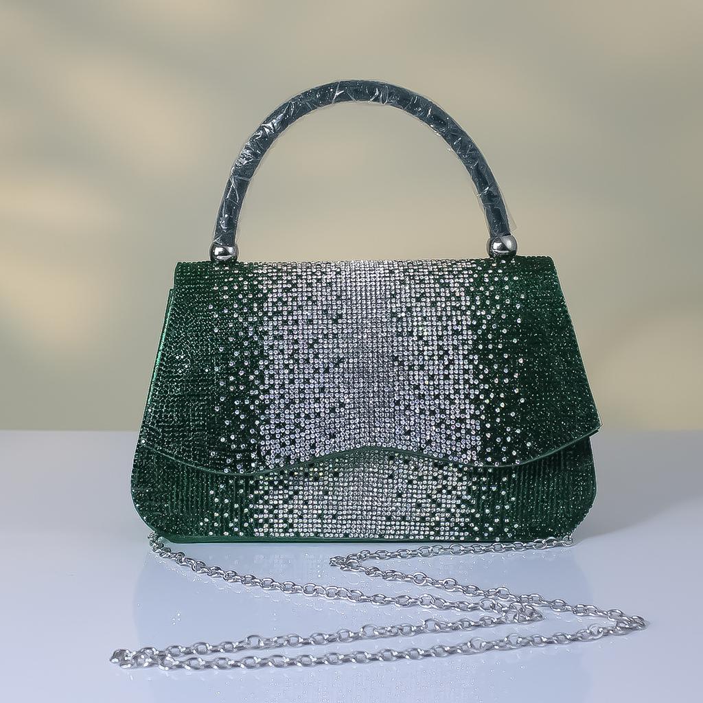 Evening Bag Rhinestone Bag Party Prom Silver Bag Fashion Shiny Handbag Black Women's Purse All-matching Chain Bags
