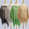 Tassel Sunscreen Cover-up Loose Fit Fishnet Swimsuit Cover Up Knit Hollow Out Top  Women