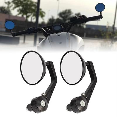7/8" Round Bar End Rear Mirrors Cafe Racer Motorbike Side View Mirror Scooter Rearview Mirror Accessories