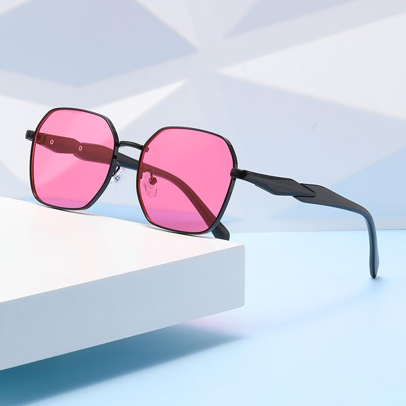 

Cross-border New Style Metal Polygon Sunglasses For Men, Women And Gender-neutral Retro Fashion.2418 розовый