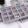 Velvet Jewelry Storage Box Necklace Stackable Display Tray Bracelet Earring Organizers DIY Handicrafts Drawer Box Grey