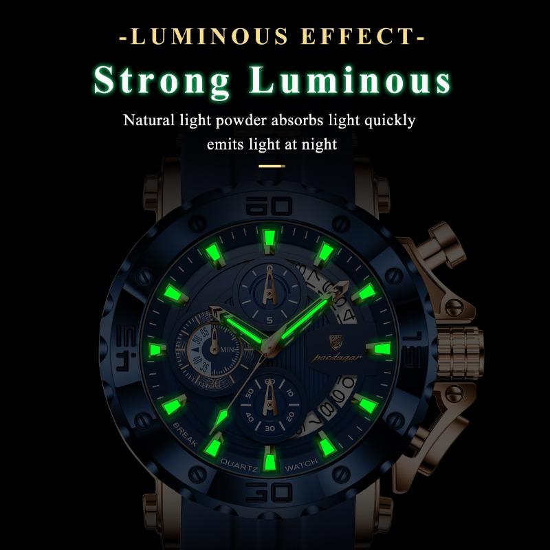Top Brand Multi-function New Men's Watch Chronograph Luminous Quartz Fashion Watch