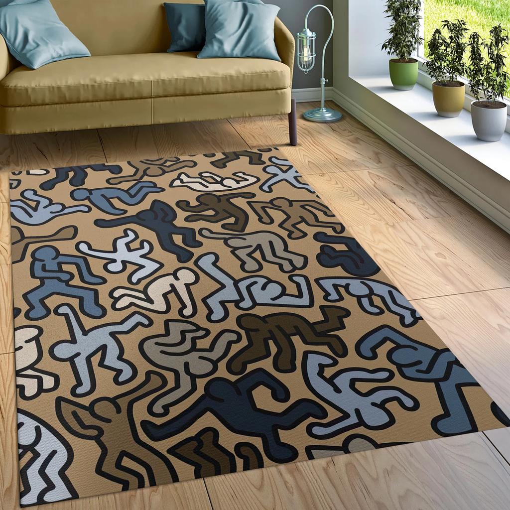 Pop Art Dancing Figures Rug Non Slip Modern Design Carpet for Living Room Cool Themed Floor Mat for Home Decor Lounge