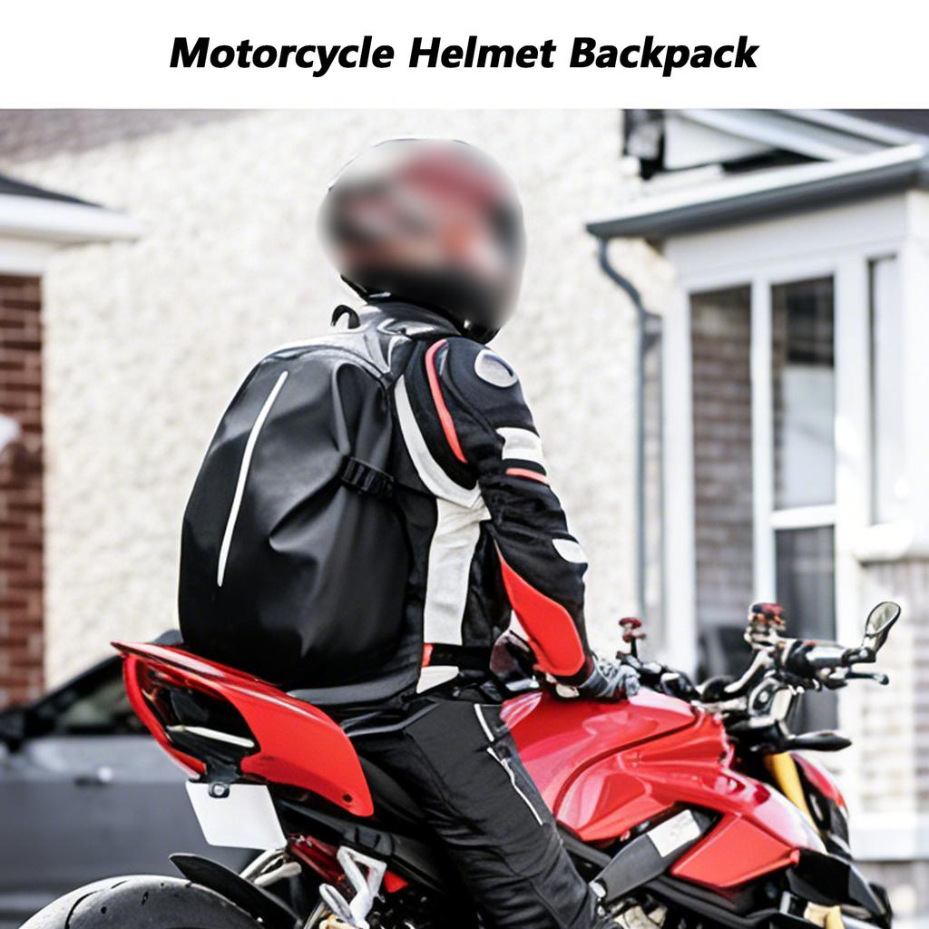 Motorcycle Helmet Backpack Rainproof Reflective Large Capacity Durable Nylon Backpack for Men Riding Travel Sports