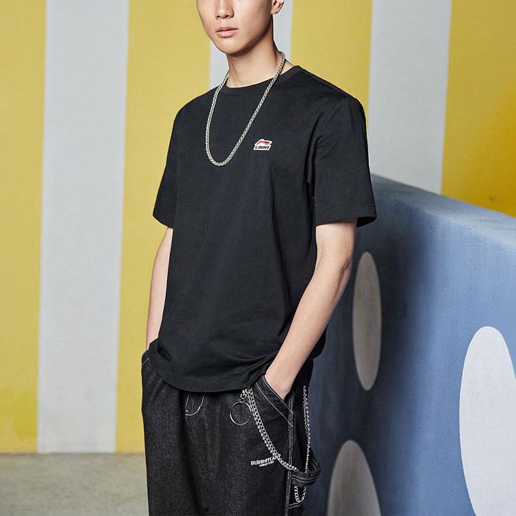 Li Ning Sports Fashion Series Casual Short Sleeve T-Shirt Men Tops Black AHSR635-3