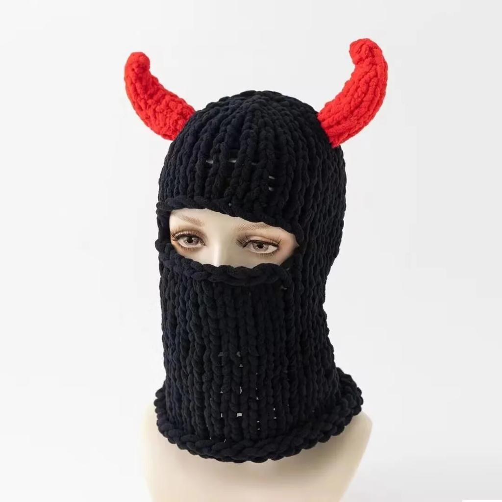 Long Bunny Ears Hat Winter Hand Made Knitted Funny Beanie Cap Thicken Warm Full Face Ski Mask Cover Balaclava For Party