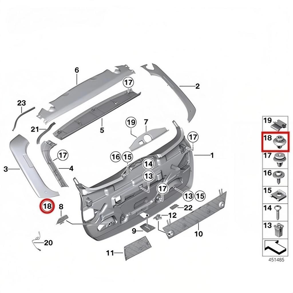 BMW Tailgate/Trunk Lid Trim Fastener for 3 Series, 7 Series, X3, Z4