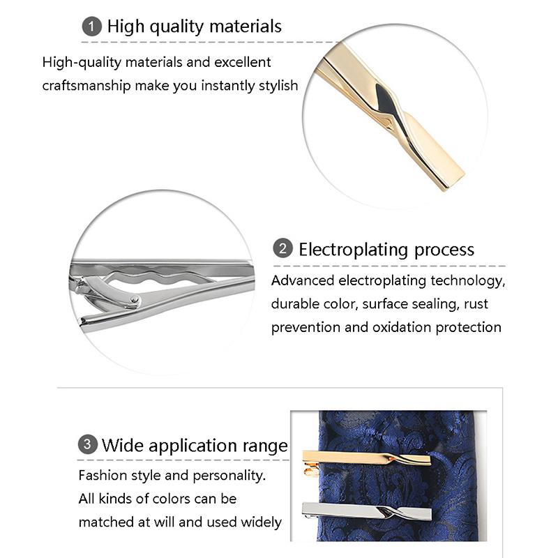 1Pc Tie Clip for Men Copper Simple Bar Clasp Mens Classic Tie Clip