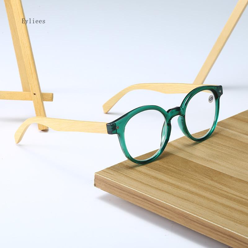 Retro Small Round Frame Elderly Reading Glasses High Definition Anti Blue Light Presbyopic Glasses Wooden Bamboo Glasses