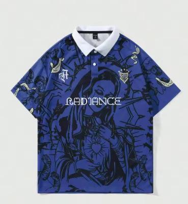 2026 summer new men's short-sleeved polo shirt with 3D angel print suitable for street casual fashion polo shirt