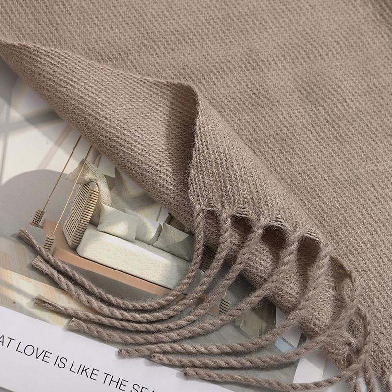 Women's Winter Thick Imitation Cashmere Scarf with Tassels - Solid Color Shawl 2026