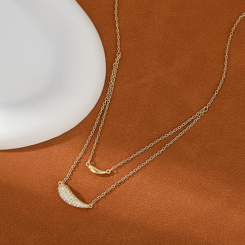 

New 925 Sterling Silver Double-Layer Zirconia Necklace: Minimalist Choker—Perfect Birthday Gift for Women, Exquisite Jewelry золотой