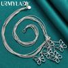 URMYLADY 925 Sterling Silver Five Butterfly Pendant Snake Chain Necklace For Women Fashion Jewelry