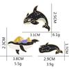 3 Styles Funny Galaxy Pattern Humpback Whale Enamel Brooches Marine Animals Shaped Golden Pins