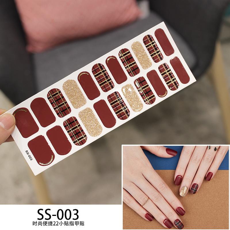 22pcs Sheet Laser Bronzing Full Cover Nail Stickers Long Lasting Tearable Cute Nail Art Wraps Design