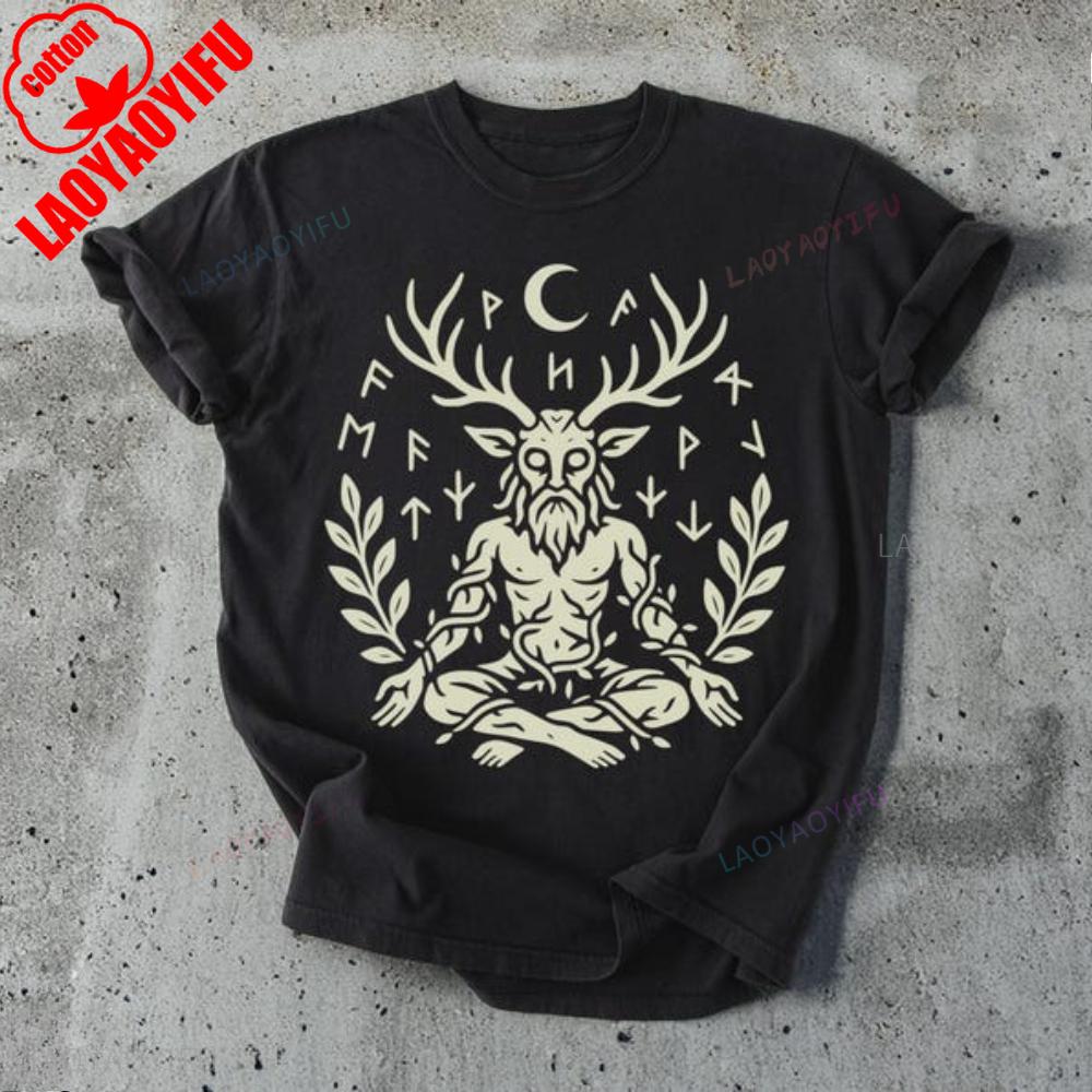 Cernunnos TShirt Celtic Horned God Pagan Tee Mystical Clothing Mens Unisex Daily Life Cotton Tops Unique Graphic Printed Tshirt