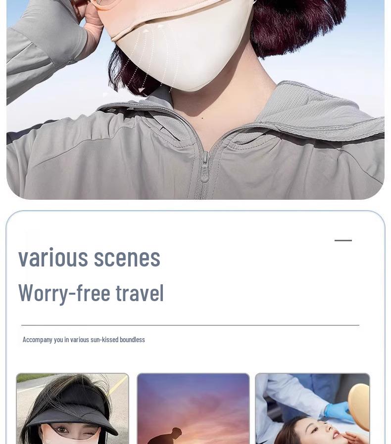 Gradient Ice Silk Anti-UV Women's Face Mask with Eye Protection - Breathable and High Value for Summer 2025