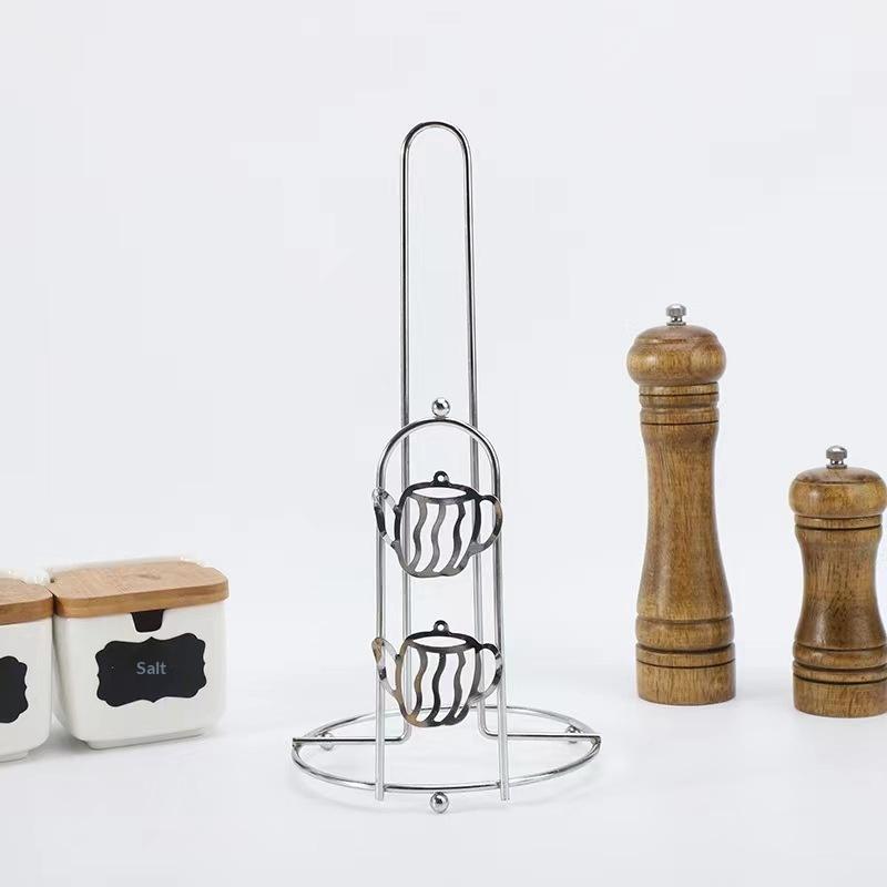 Portasciugamani di Carta in Ferro Stand Dispenser Moderno Minimalista da Banco per Cucina Tavolo da Pranzo Elegante Finitura Nera Argento