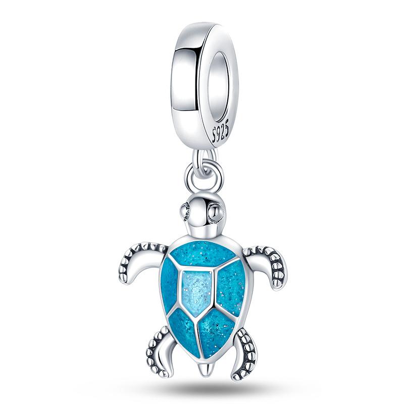 925 Silver Ocean Series Turtle Crab Charm Beads for 3mm Bracelet DIY Jewelry Making 100% Authentic