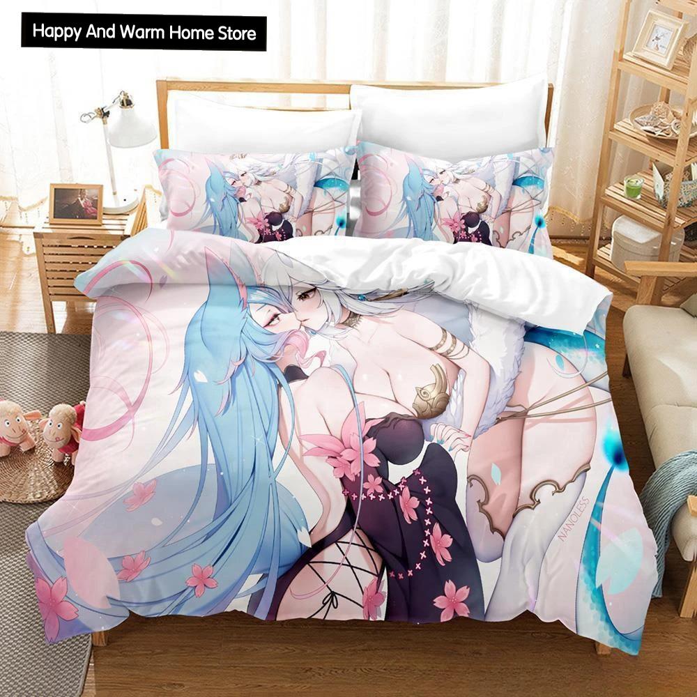3D Anime Sexy Girls Silvervale Vtuber Bedding Collection Single Twin Full Queen King Size Bed Collection Adult Boys Bedroom Duvet Cover Collections