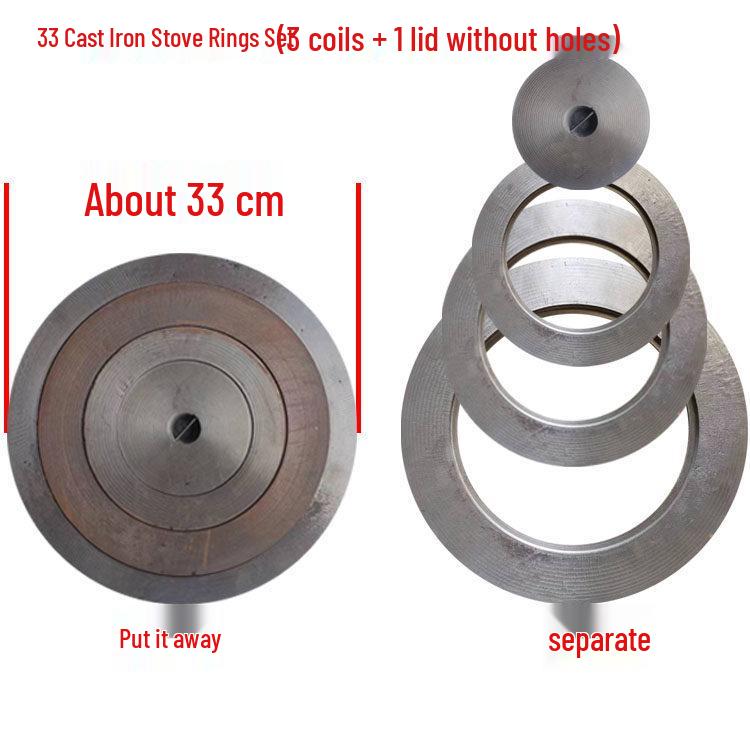 Cast Iron Firewood Stove Ring & Lid: Thickened Rustic Pot and Fire Pit Accessories