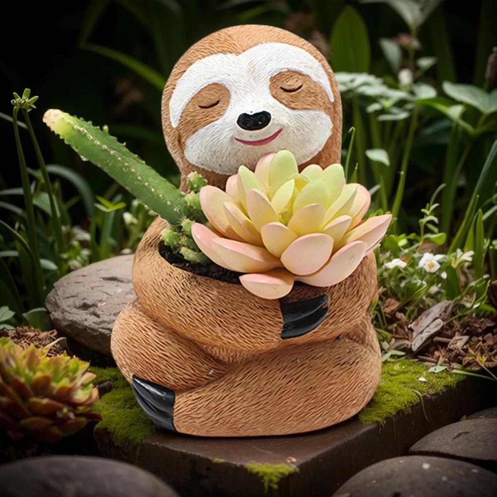 Creative Succulent Planter Flowerpot Black Cat Cute Resin Plant Pot Best Gifts for Family Friends Sloth Plant Holder Xmas Gifts