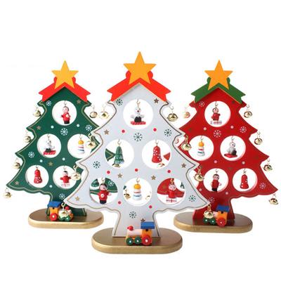 Dřevěná vánoční stromková stolní ozdoba DIY Mini vánoční stromkové dekorace Ozdoba do výlohy ozdobos navideños